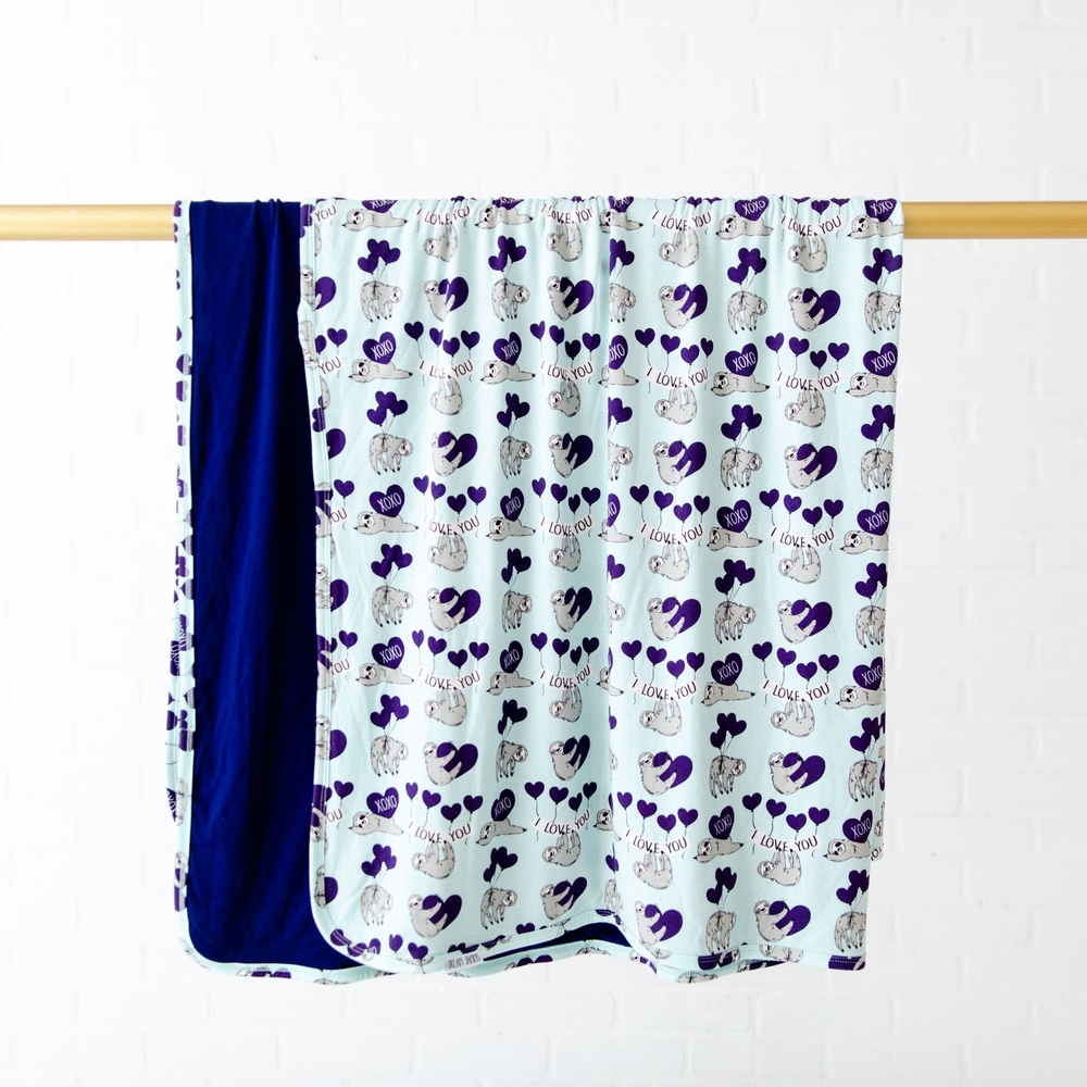 Purple and Blue Dream Jamms Slow Much Love Reversible Bamboo Blanket